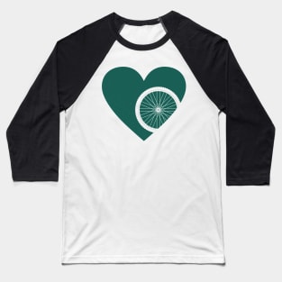 Heart with Mountain Bike Wheel for Cycling Lovers Baseball T-Shirt